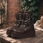 Rich Brown Ventotene Patent Platform Boots styled scene