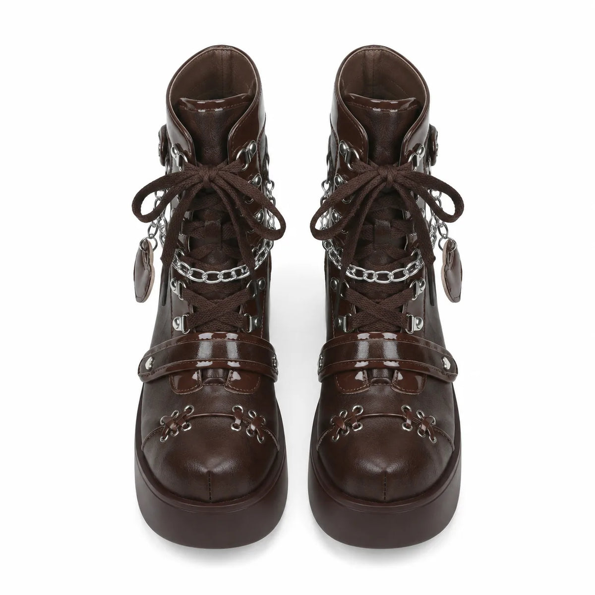 Rich Brown Ventotene Patent Platform Boots top view