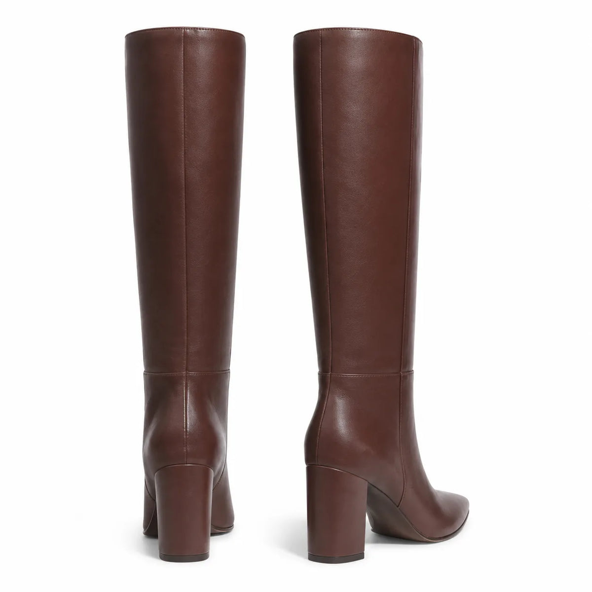 Dark Brown Duino Leather Block-Heel Boots heel detail