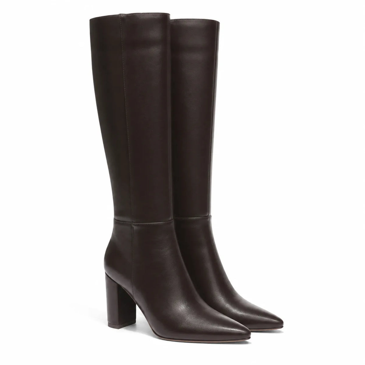 Rich Chocolate Duino Leather Block-Heel Boots