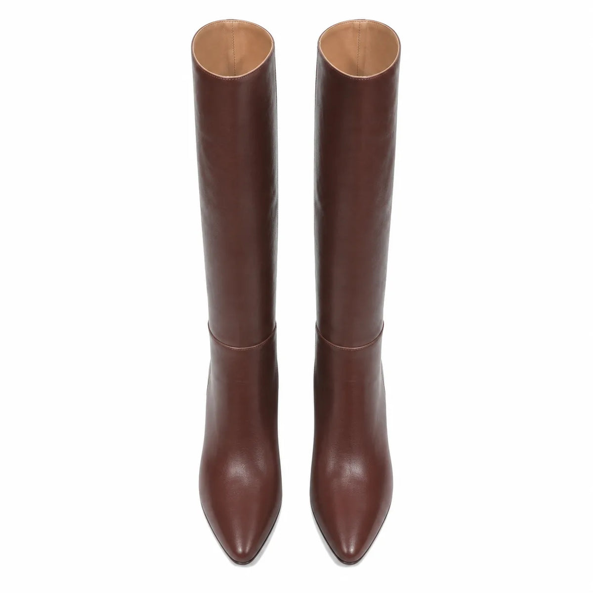 Dark Brown Duino Leather Block-Heel Boots top view