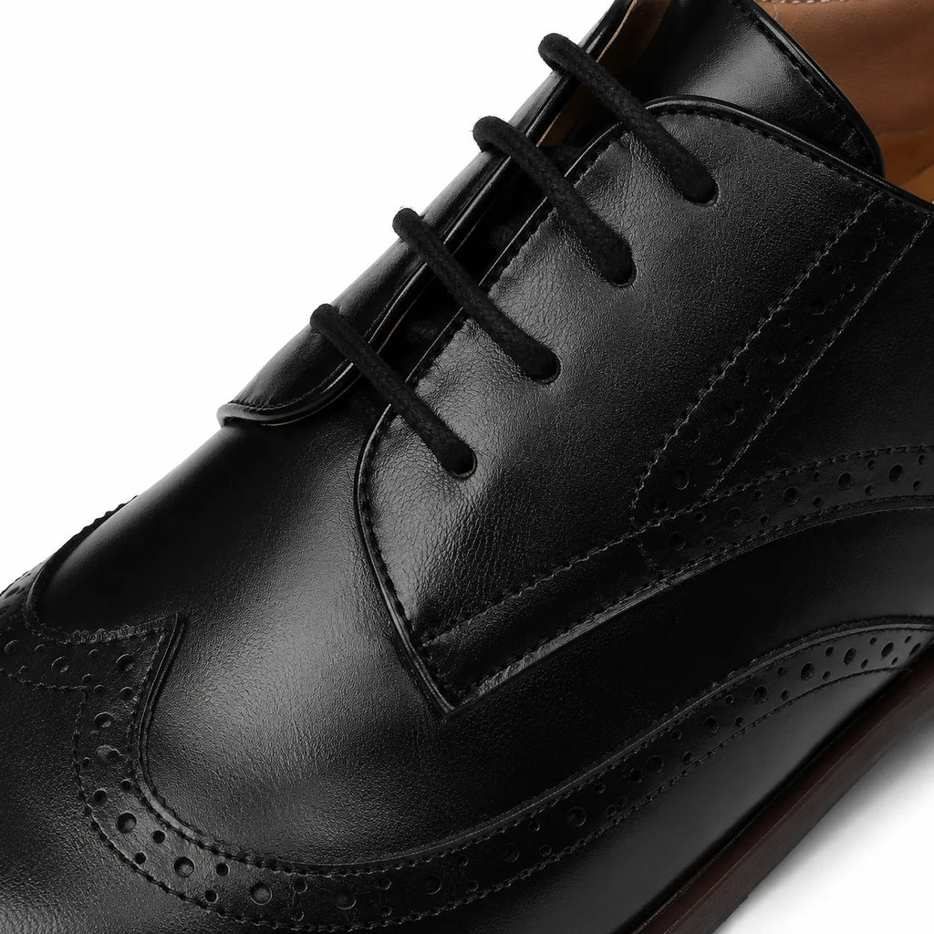 Deep Black Ikaria Lace-Up Brogues close-up detail