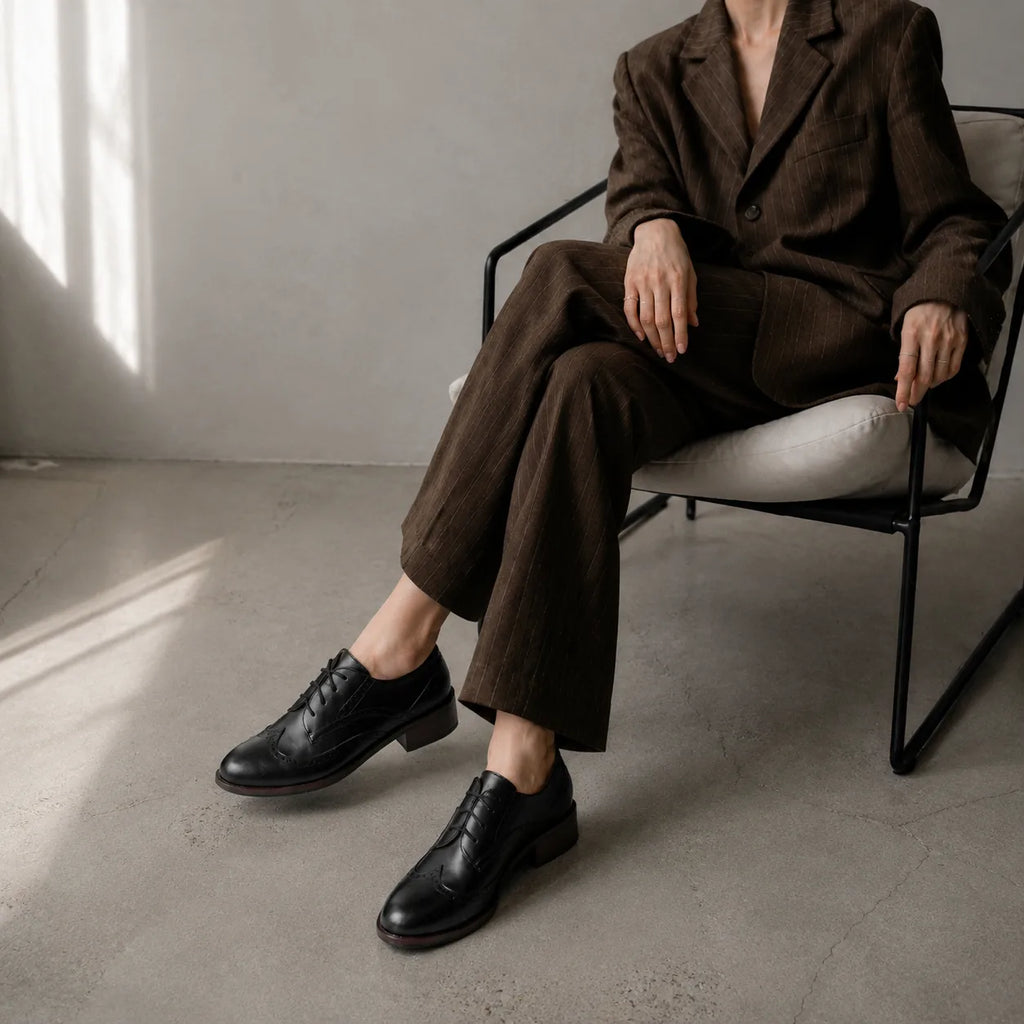 Deep Black Ikaria Lace-Up Brogues lifestyle scene