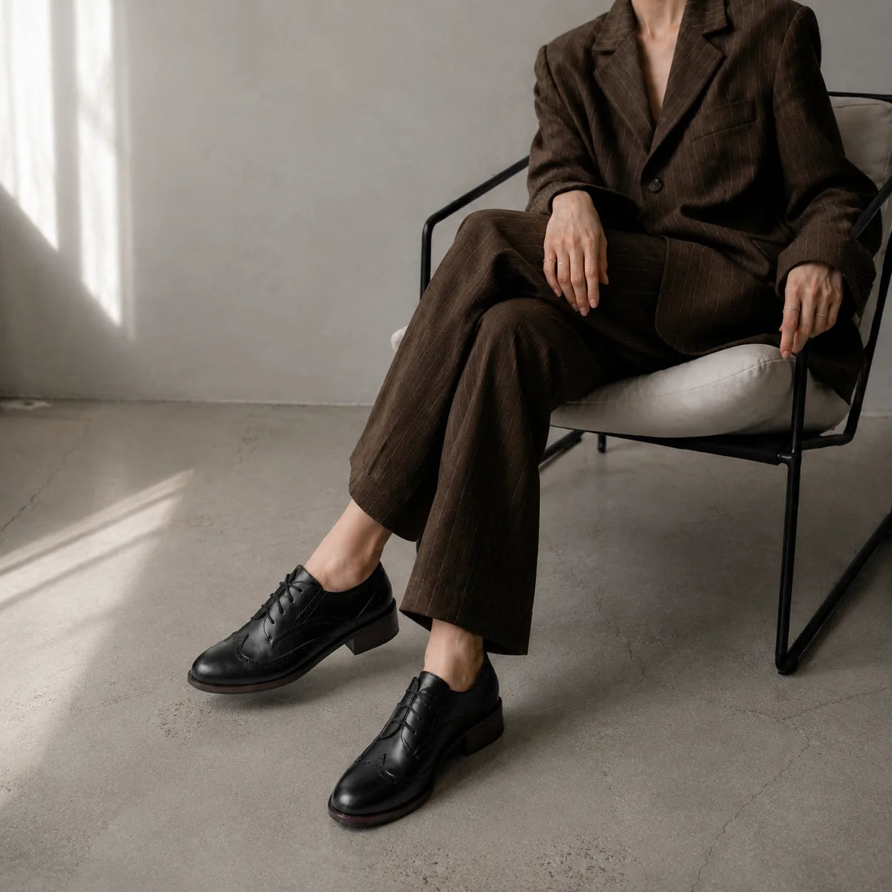 Deep Black Ikaria Lace-Up Brogues lifestyle scene