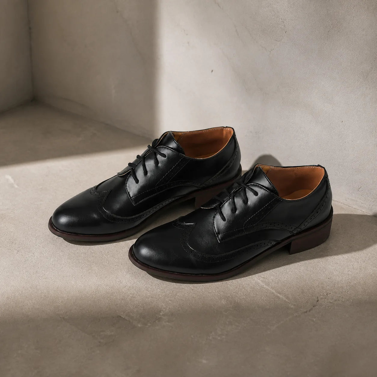 Deep Black Ikaria Lace-Up Brogues styled scene