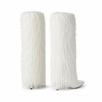 Cream Ivory Biella Leather Stiletto Boots heel detail