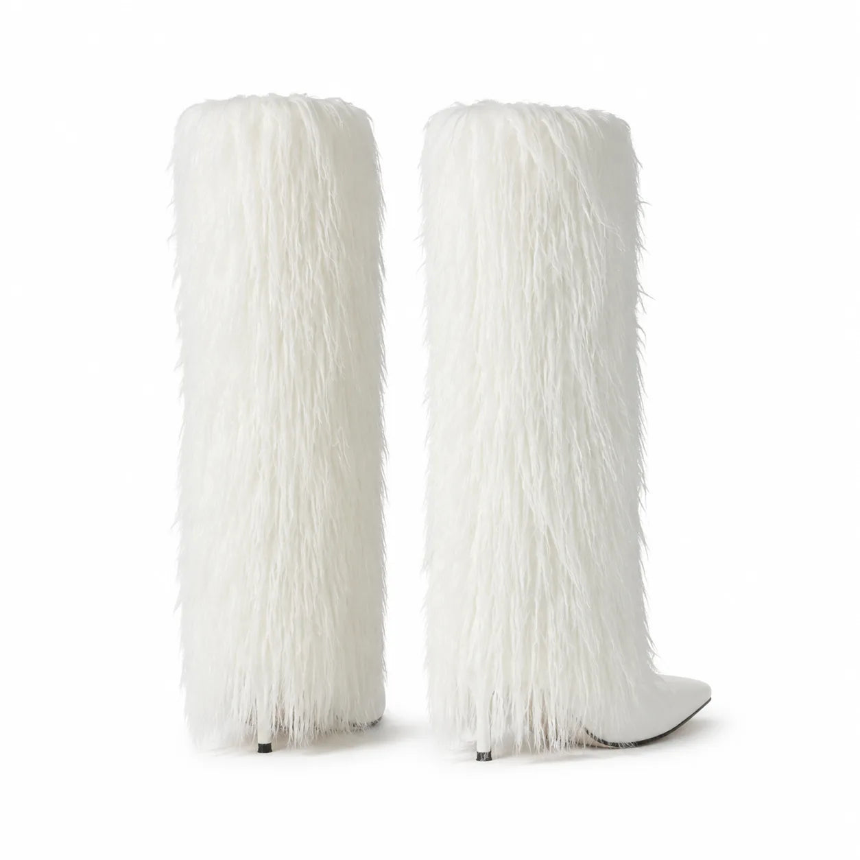 Cream Ivory Biella Leather Stiletto Boots heel detail