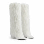 Cream Ivory Biella Leather Stiletto Boots