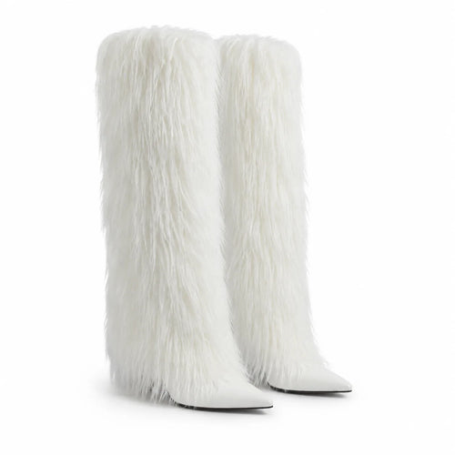 Cream Ivory Biella Leather Stiletto Boots