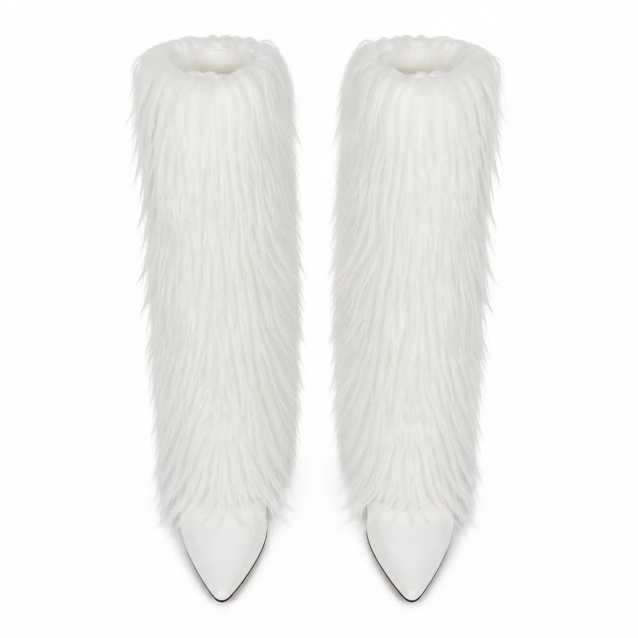Cream Ivory Biella Leather Stiletto Boots top view