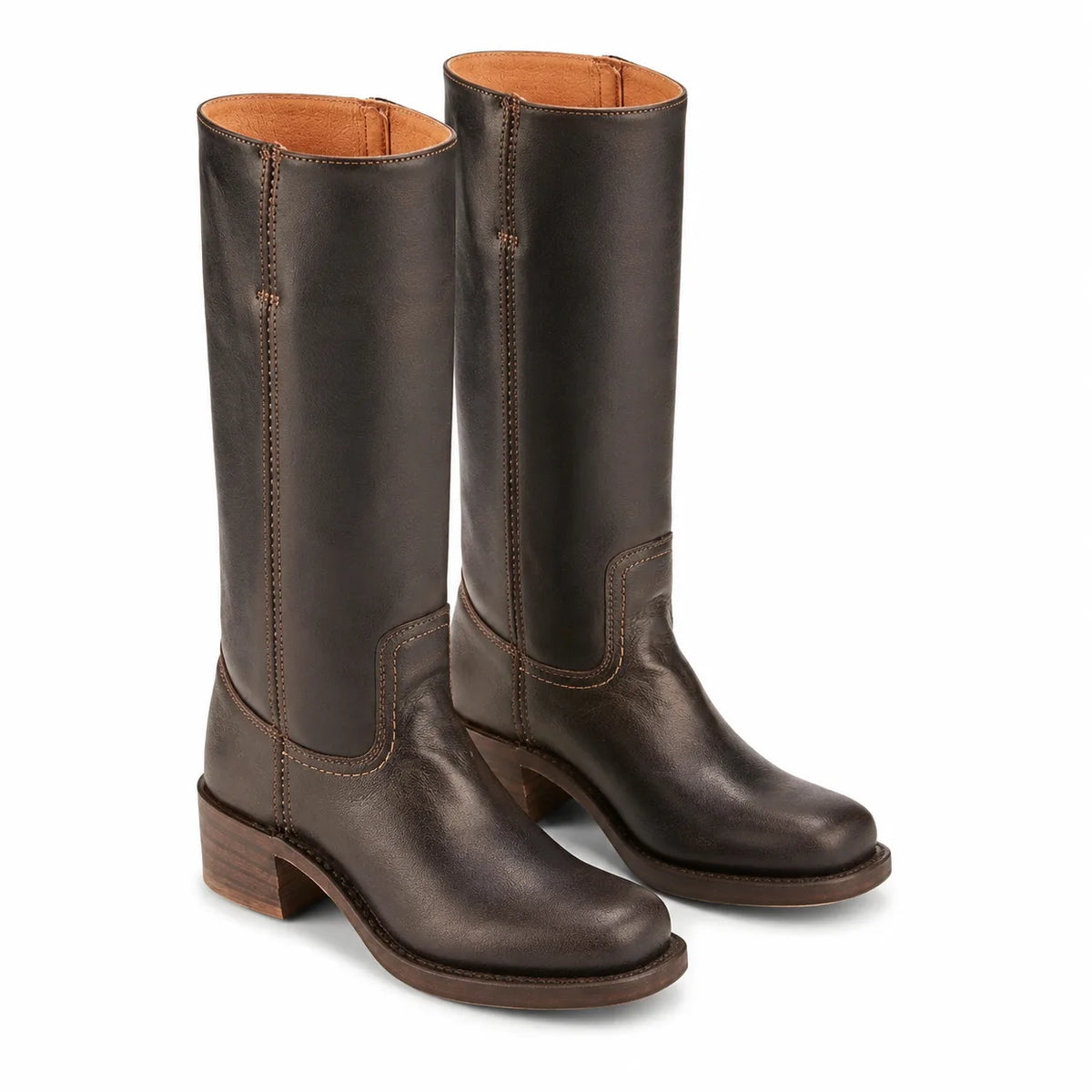 Dark Brown Noli Square-Heel Boots