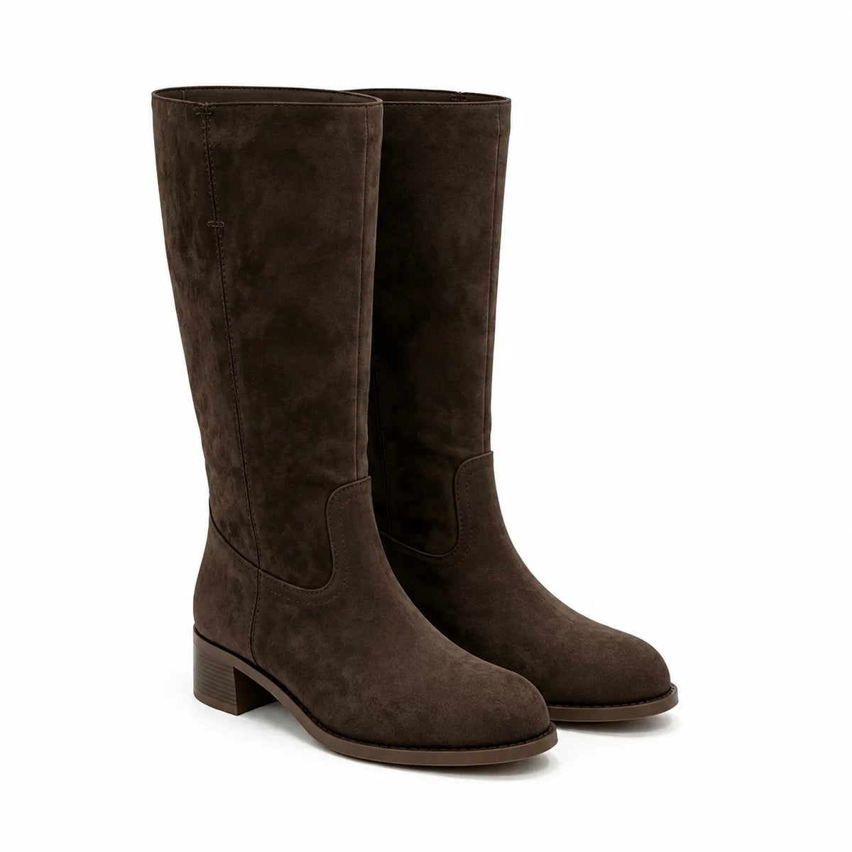 Chocolate Suede Noli Square-Heel Boots