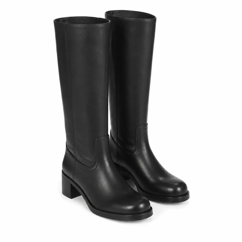 Deep Black Noli Square-Heel Boots