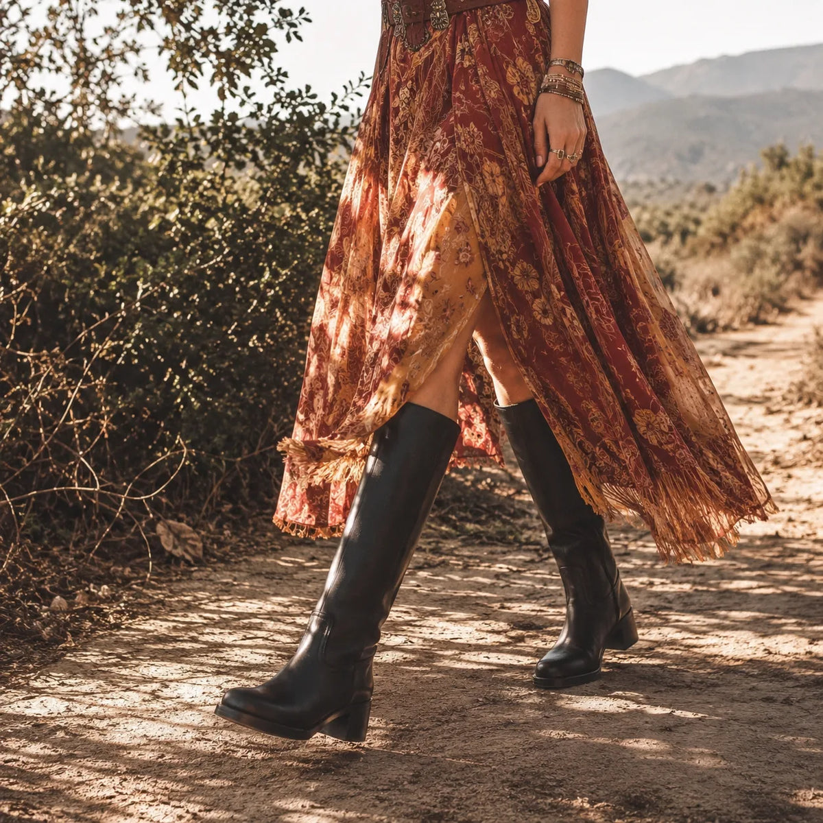 Deep Black Noli Square-Heel Boots lifestyle scene