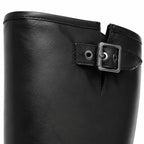 Deep Black Feltre Buckle Leather Boots close-up detail