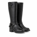Deep Black Feltre Buckle Leather Boots