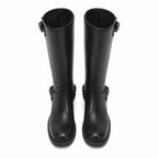 Deep Black Feltre Buckle Leather Boots top view