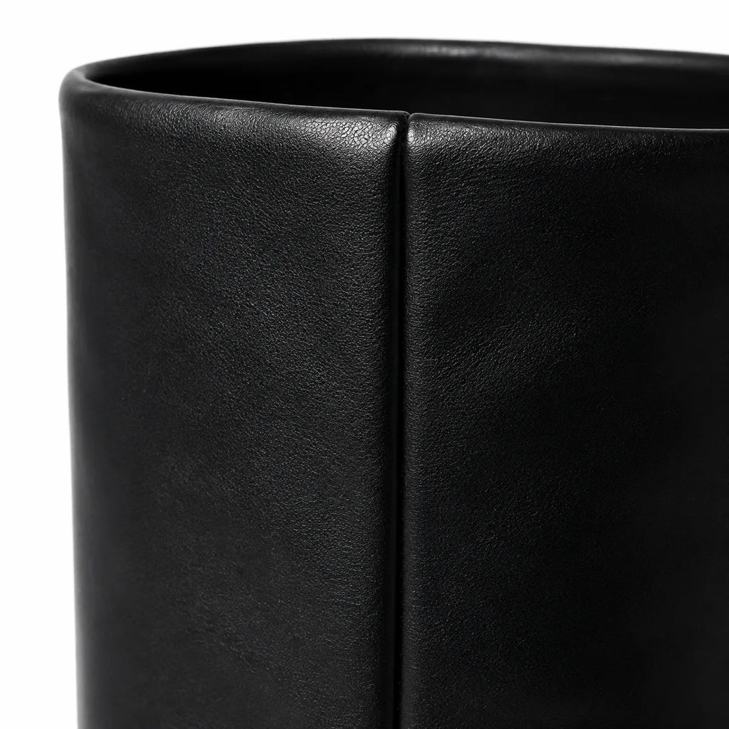 Deep Black Cuneo Leather Stiletto Boots close-up detail
