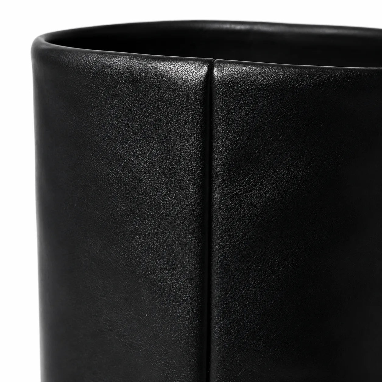 Deep Black Cuneo Leather Stiletto Boots close-up detail