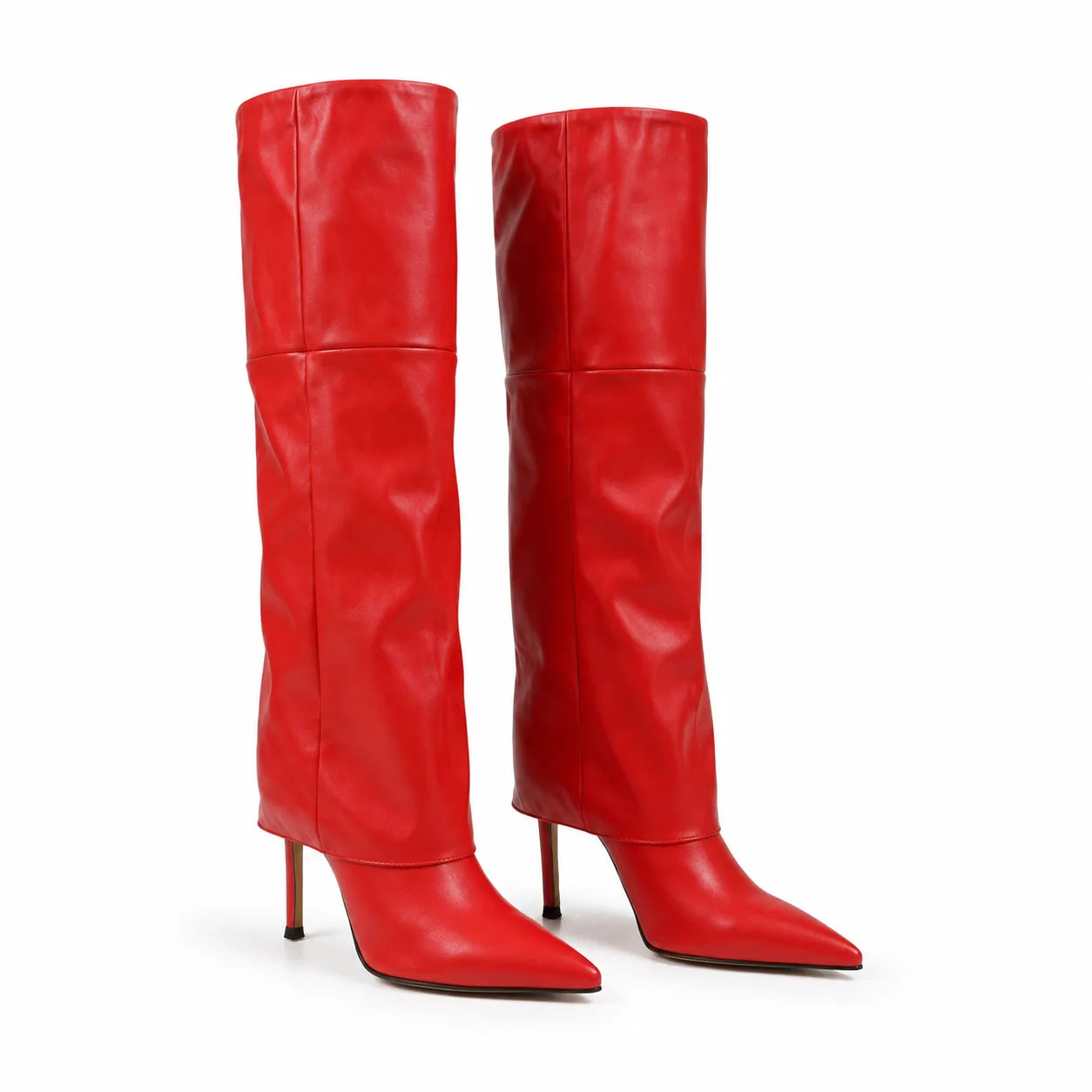 Deep Red Cuneo Leather Stiletto Boots