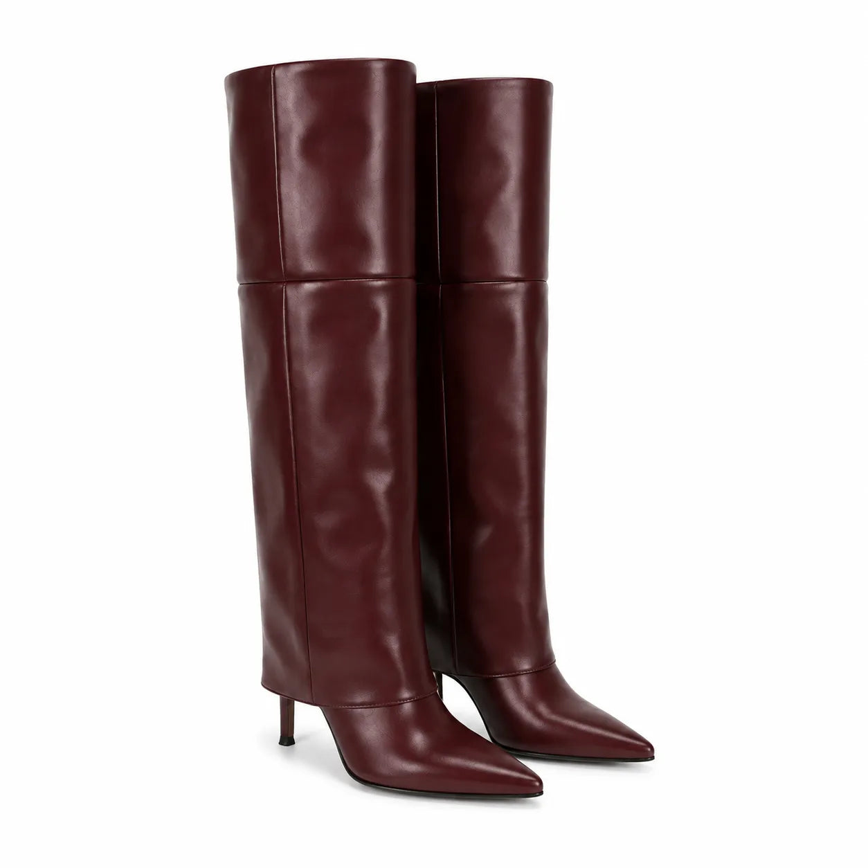 Burgundy Cuneo Leather Stiletto Boots