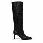 Deep Black Cuneo Leather Stiletto Boots side view