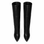 Deep Black Cuneo Leather Stiletto Boots top view