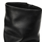 Deep Black Sistiana Slouchy Block-Heel Boots close-up detail