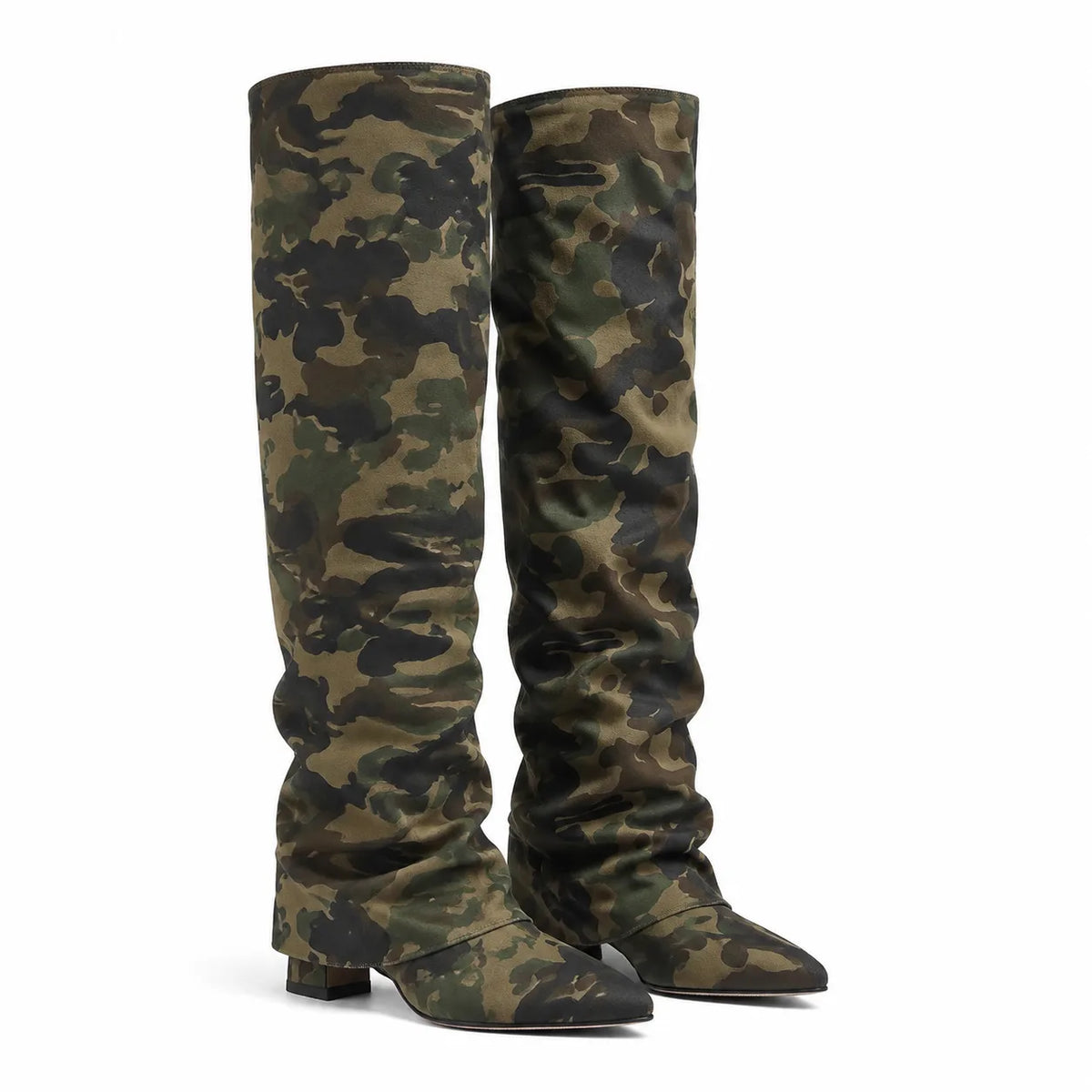 Camouflage Sistiana Slouchy Block-Heel Boots