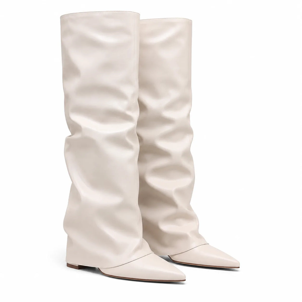 Soft Apricot Sistiana Slouchy Block-Heel Boots