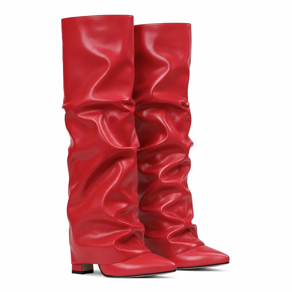 Deep Red Sistiana Slouchy Block-Heel Boots