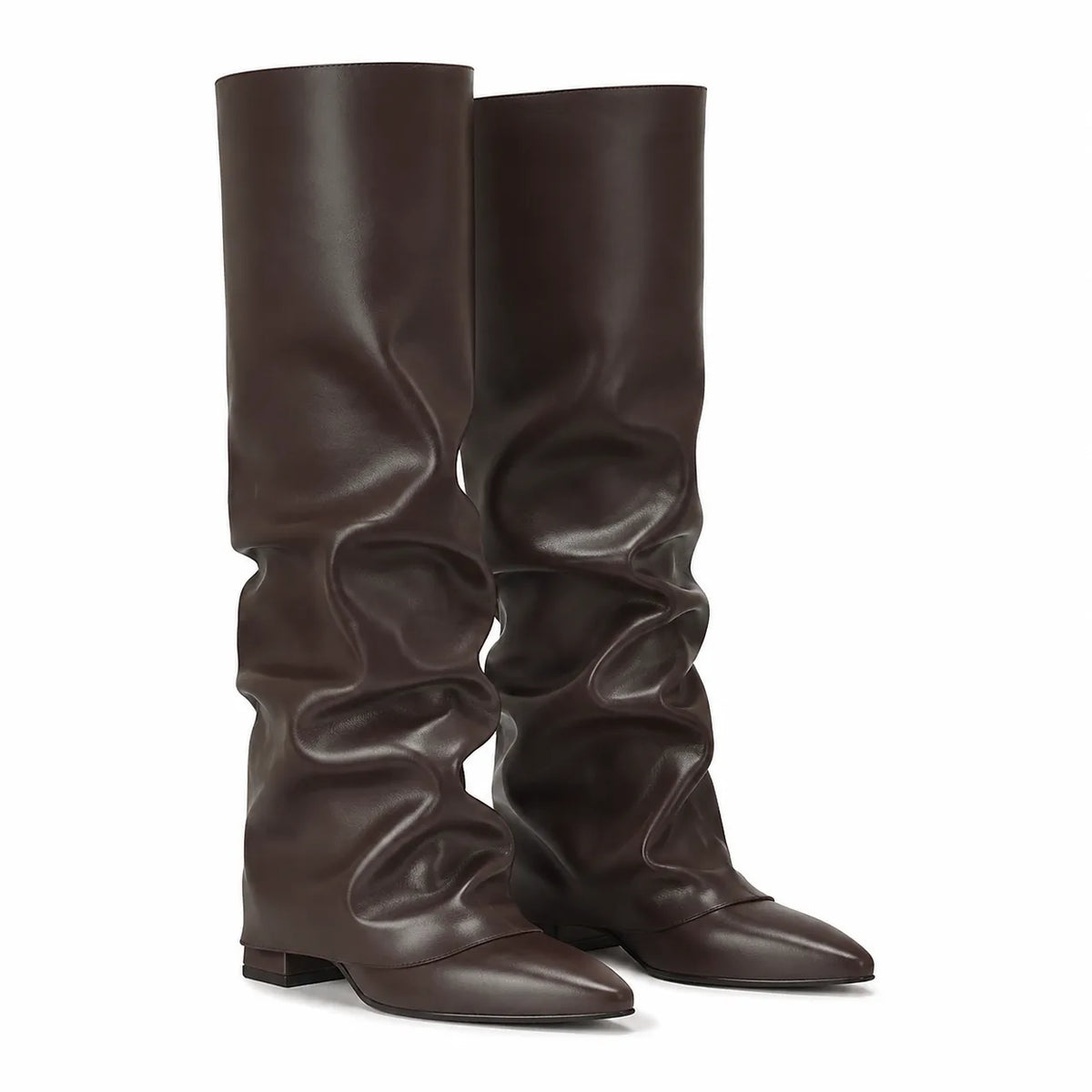 Rich Chocolate Sistiana Slouchy Block-Heel Boots
