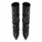 Deep Black Sistiana Slouchy Block-Heel Boots top view