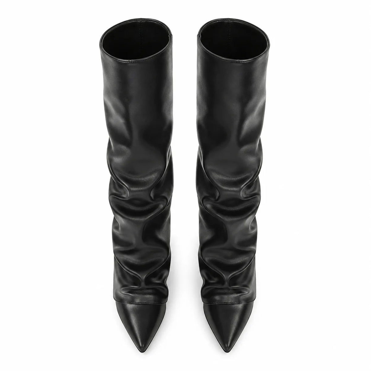 Deep Black Sistiana Slouchy Block-Heel Boots top view