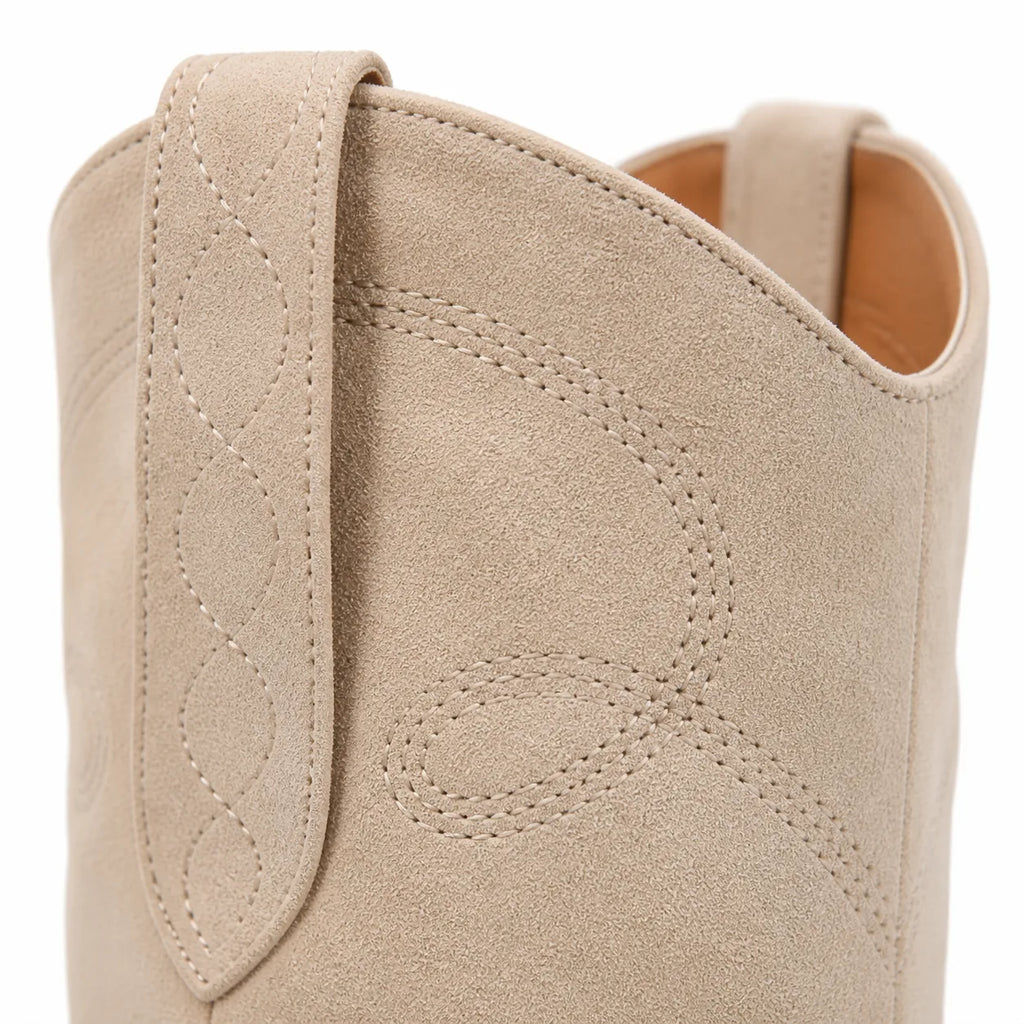 Apricot Suede Domodossola Embroidered Leather Boots close-up detail