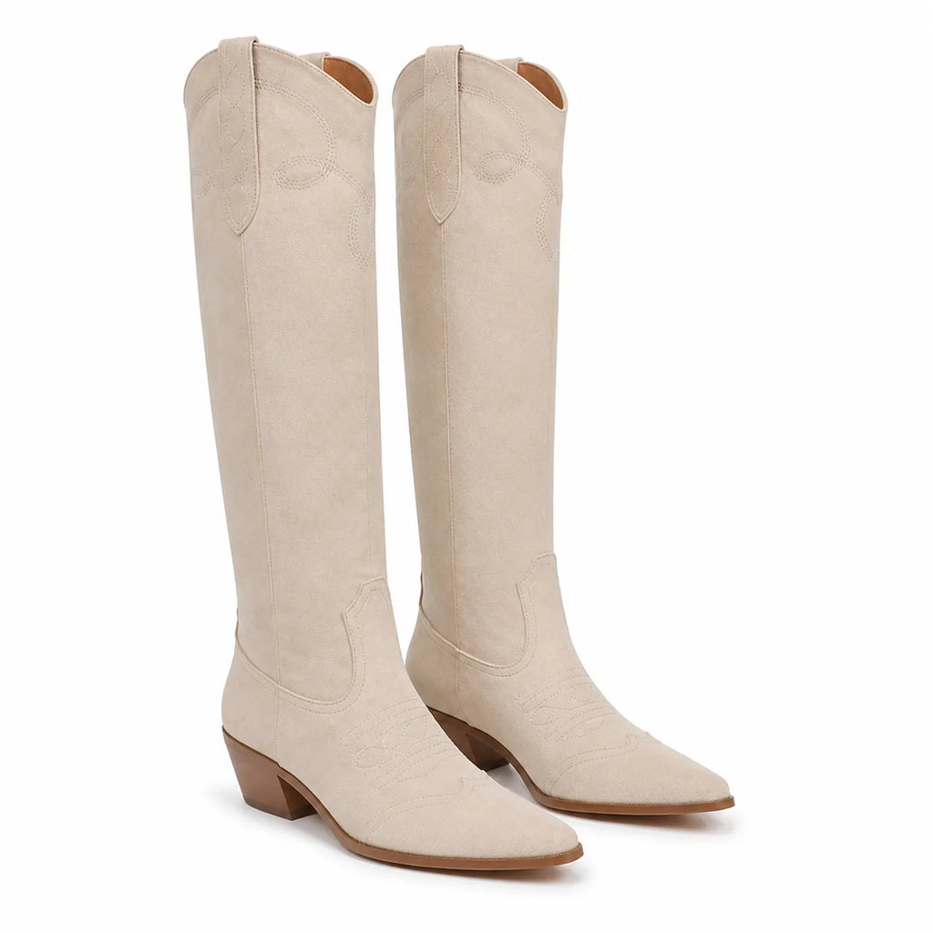 Apricot Suede Domodossola Embroidered Leather Boots