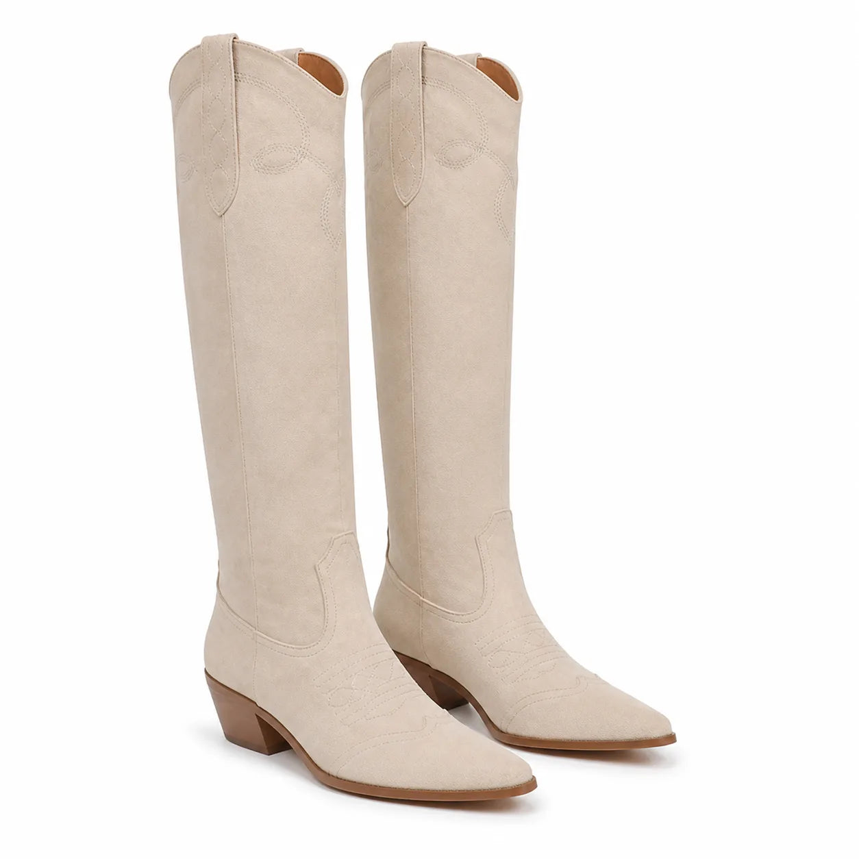 Apricot Suede Domodossola Embroidered Leather Boots
