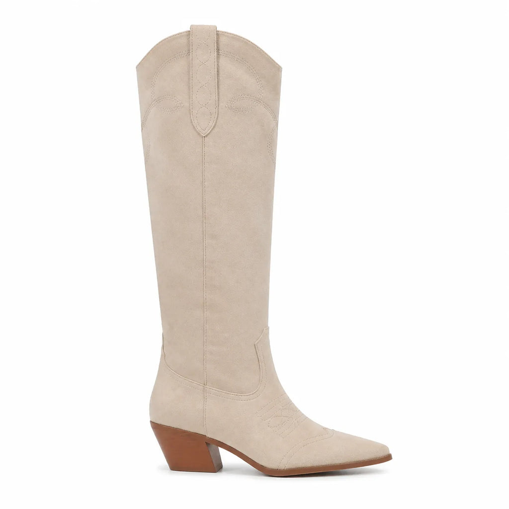 Apricot Suede Domodossola Embroidered Leather Boots side view