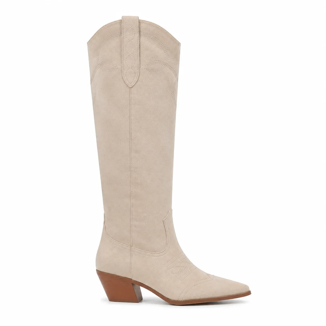 Apricot Suede Domodossola Embroidered Leather Boots side view