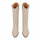 Apricot Suede Domodossola Embroidered Leather Boots top view