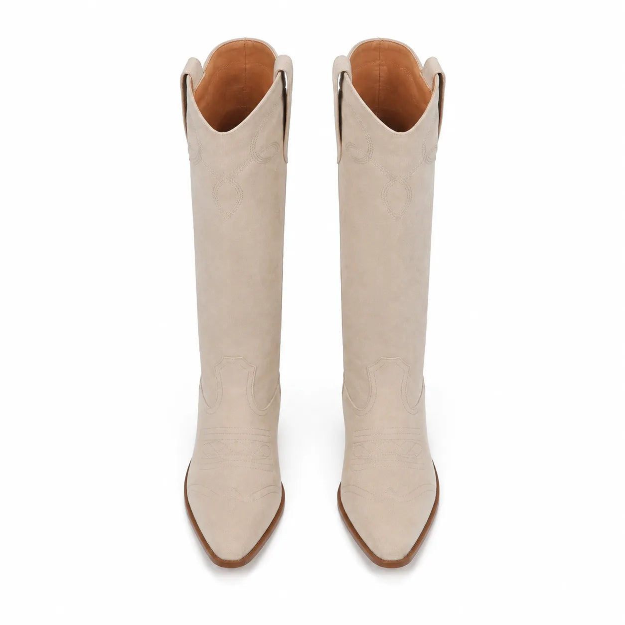 Apricot Suede Domodossola Embroidered Leather Boots top view
