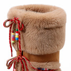 Warm Camel Brunico Sheepskin Mid-Calf Boots close-up detail