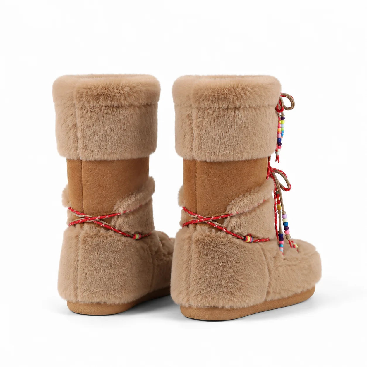 Warm Camel Brunico Sheepskin Mid-Calf Boots heel detail