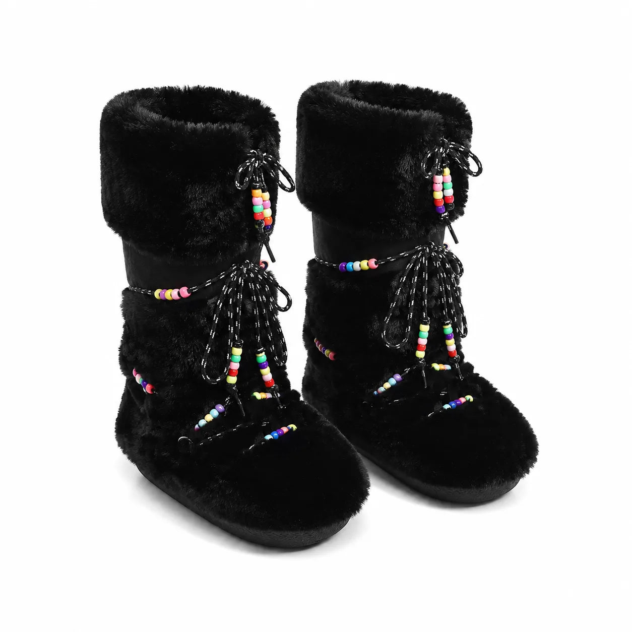 Deep Black Brunico Sheepskin Mid-Calf Boots