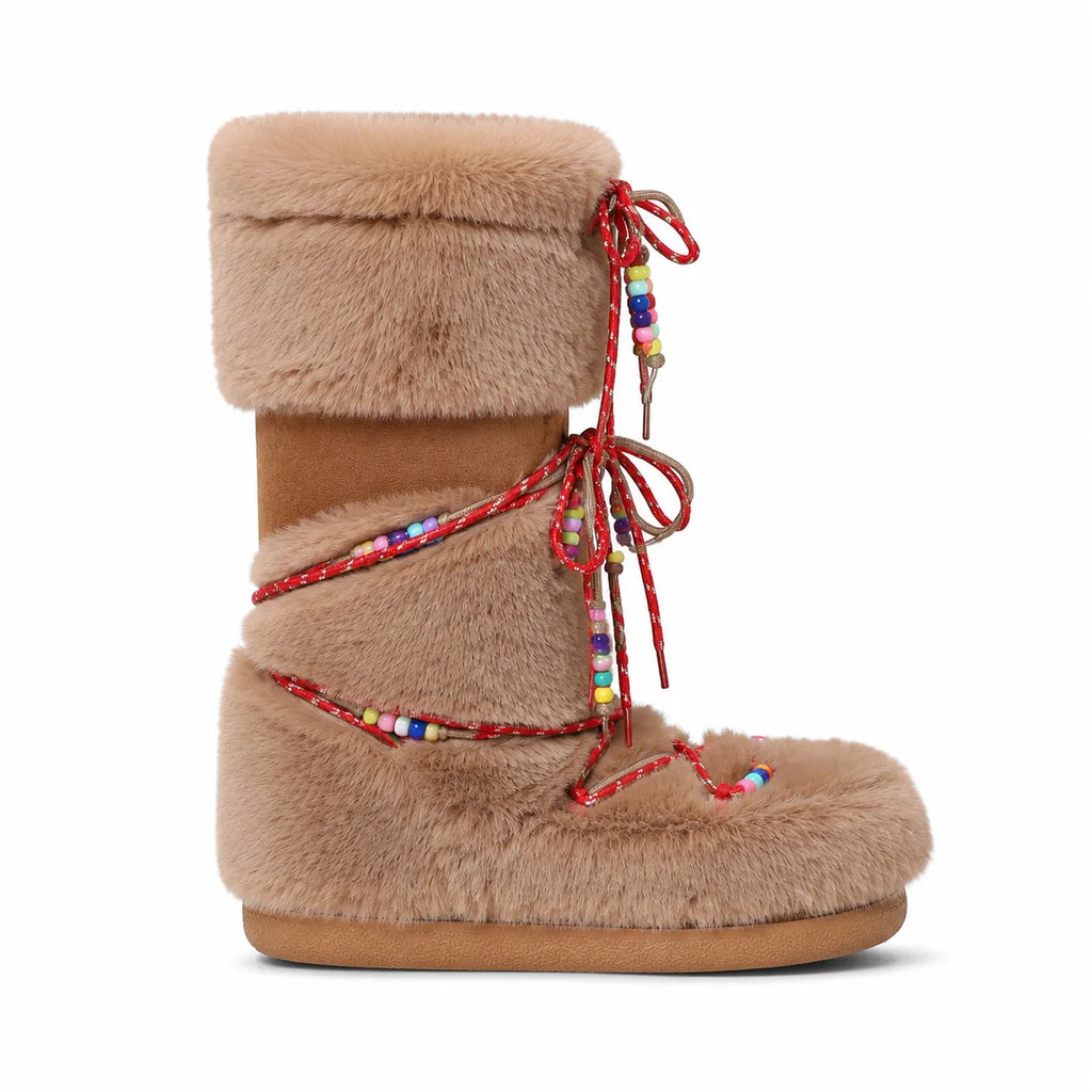 Warm Camel Brunico Sheepskin Mid-Calf Boots side view