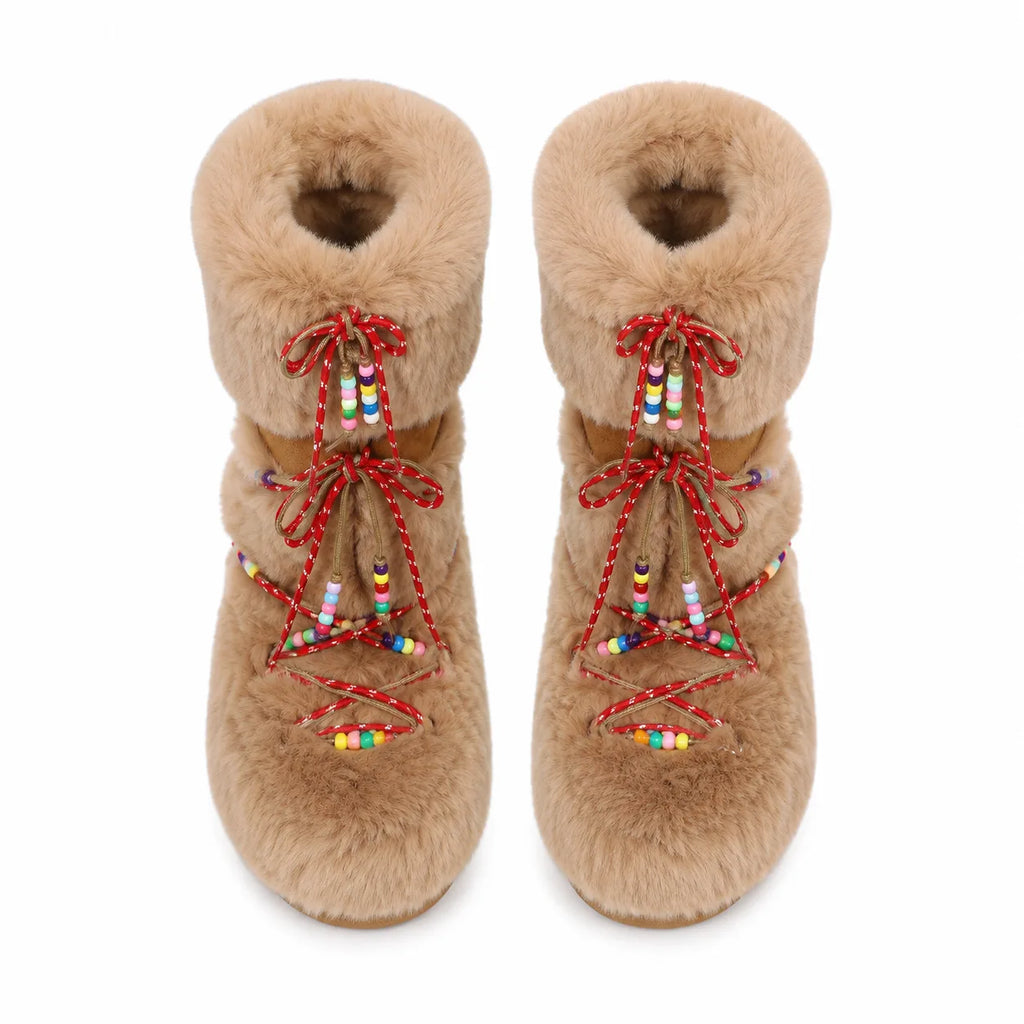 Warm Camel Brunico Sheepskin Mid-Calf Boots top view