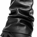 Deep Black Parghelia Sheepskin Block-Heel Boots close-up detail