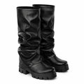 Deep Black Parghelia Sheepskin Block-Heel Boots
