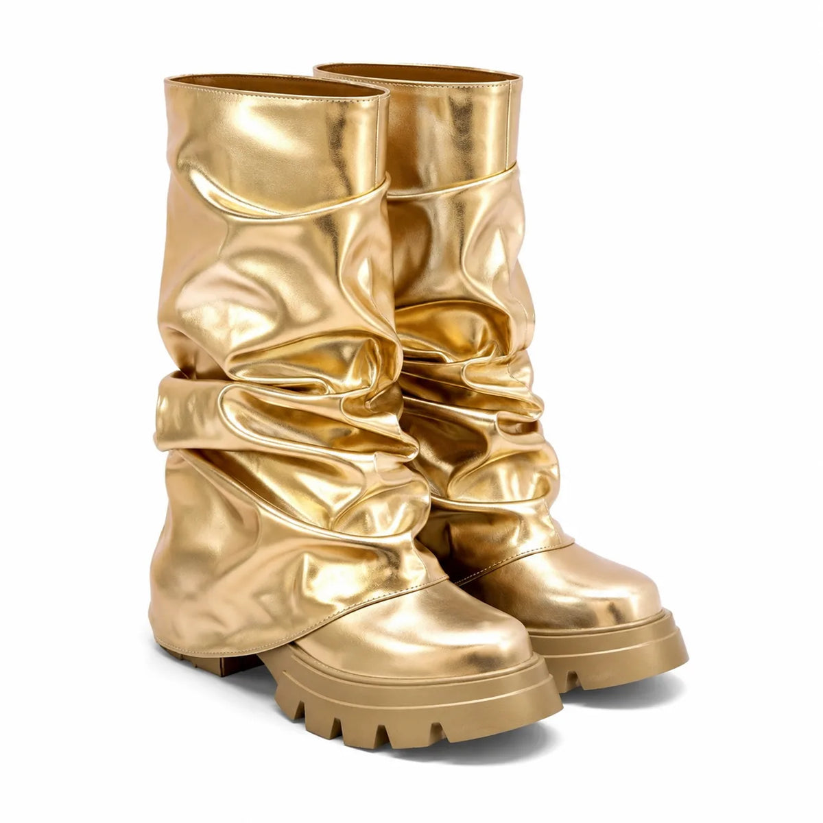 Warm Gold Parghelia Sheepskin Block-Heel Boots