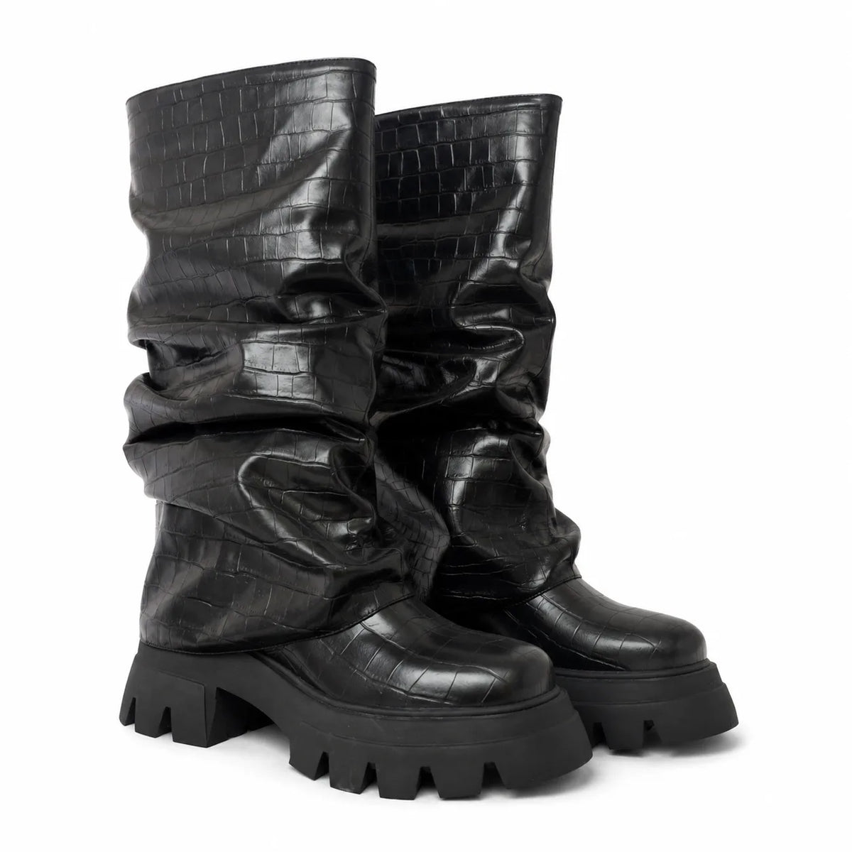 Black Stone Parghelia Sheepskin Block-Heel Boots